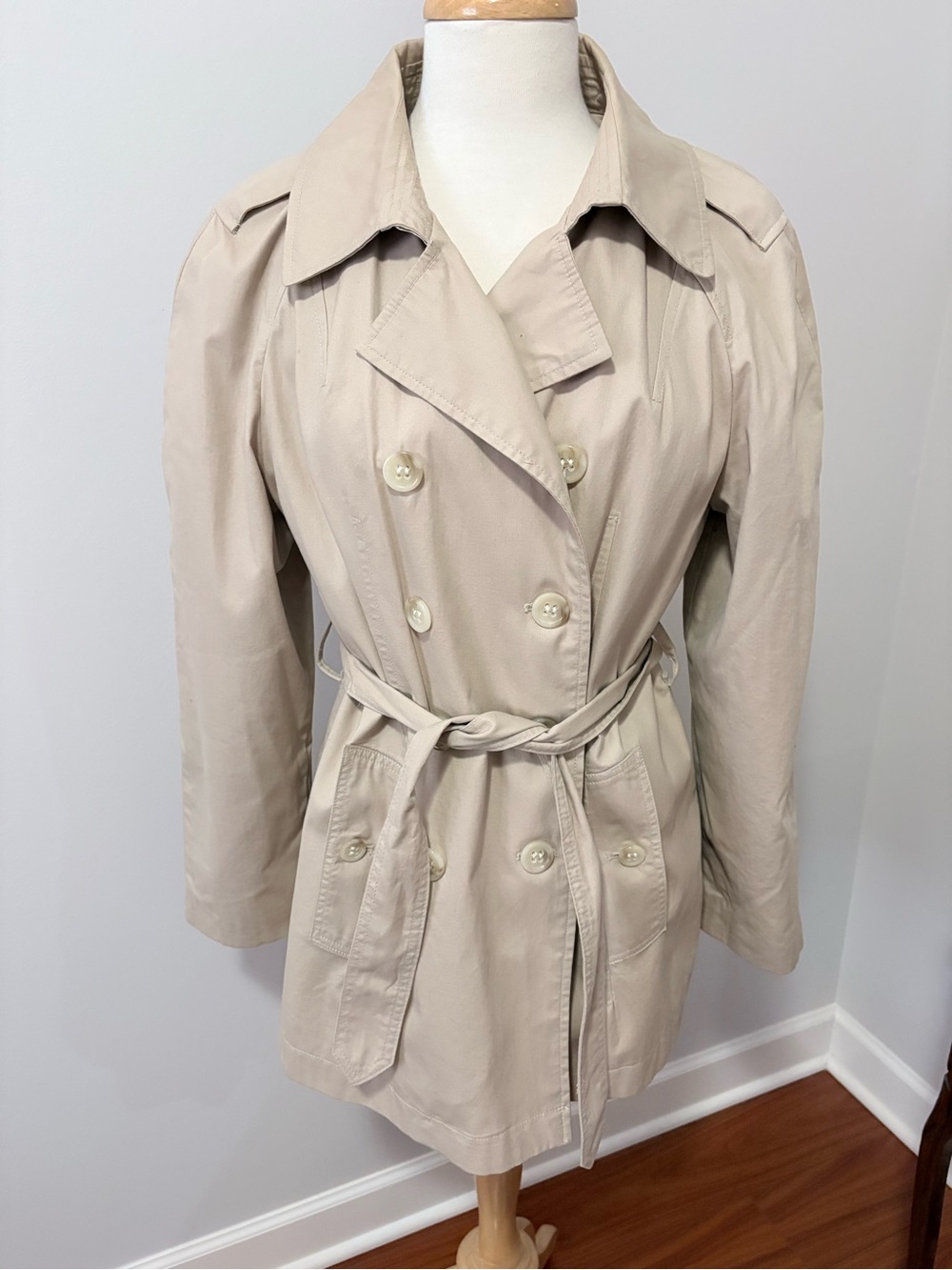 St. John's Bay Beige Double-Breasted Trench Coat with Belt